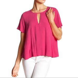 Lush Flutter Sleeve Keyhole Blouse